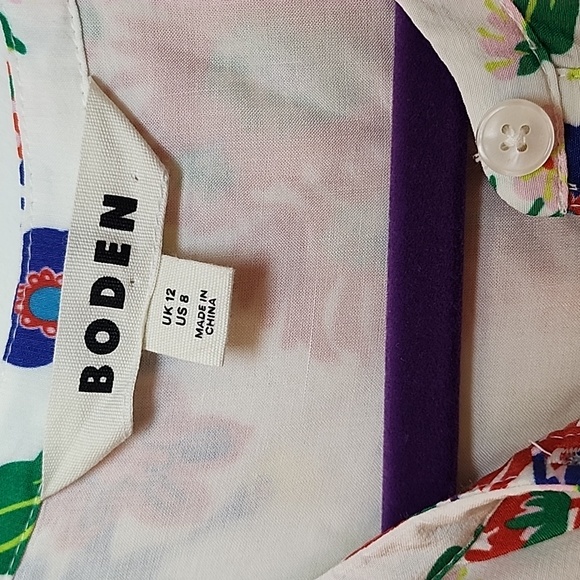 Boden Flame Scarlet Diamond Terrace Alicia Red and Pink Floral Blouse Size 8 - Picture 5 of 16